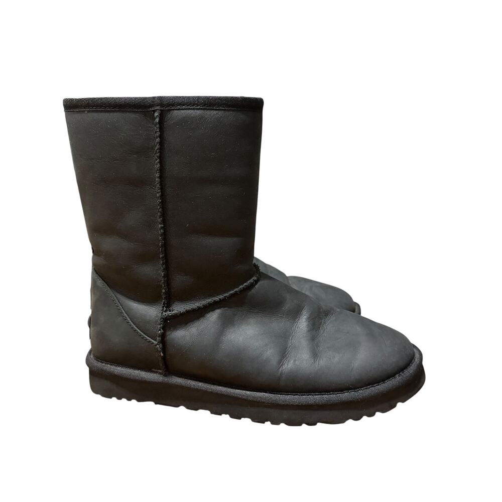 Charcoal Black Leather Ugg Boots Size 7